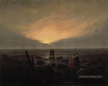 Lever de soleil sur la mer romantique Caspar David Friedrich Peinture à l'huile